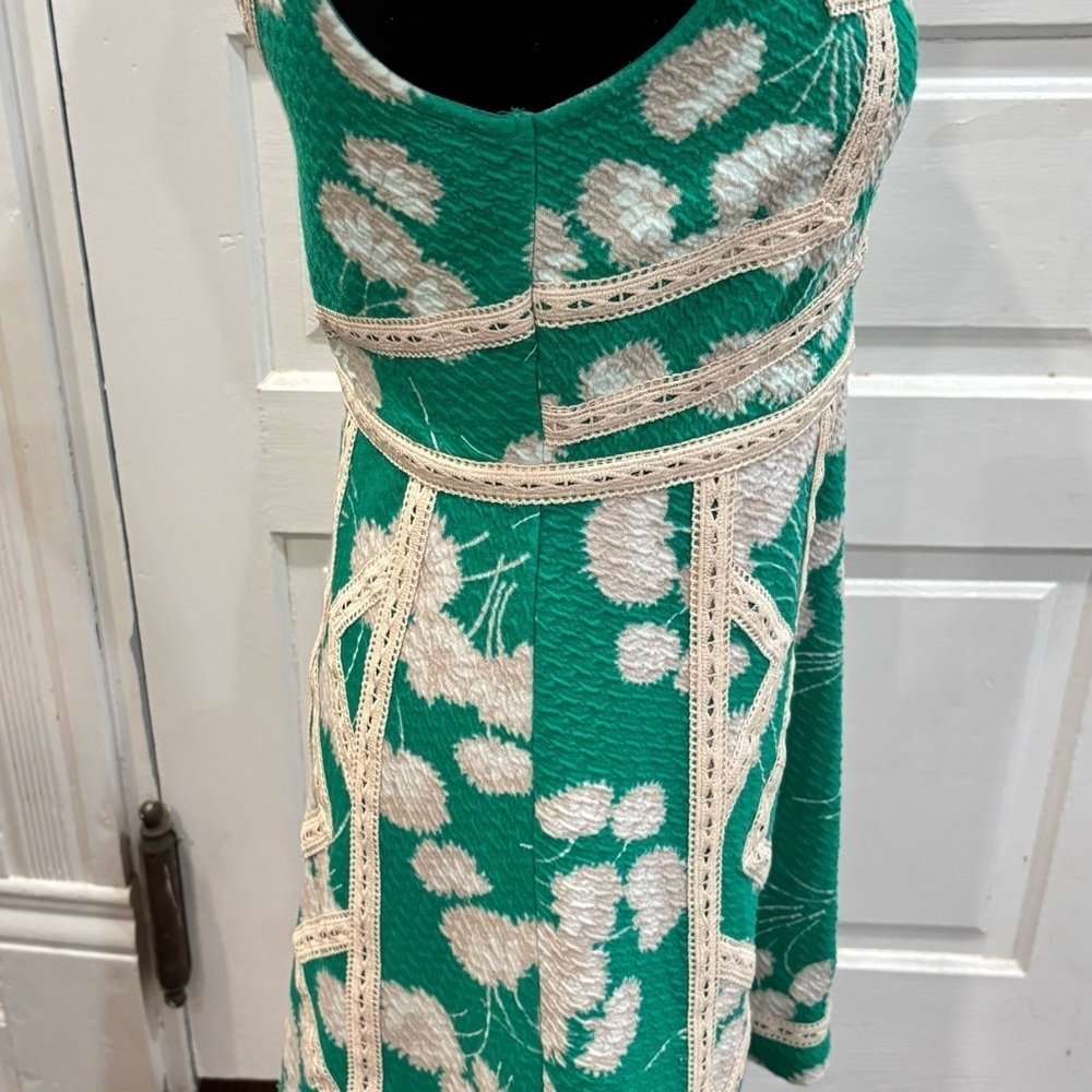 Maeve Anthropologie Emma Green Fit And Flare Dress Lace Trim Size 4 EUC Rn66170 - Picture 6 of 8